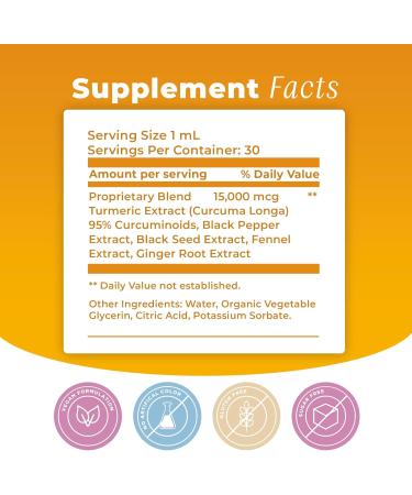 BIOTOPLEVEL Liquid Turmeric Curcumin Plus Natural Organic Black Pepper. - Buy Online on GoSupps.com
