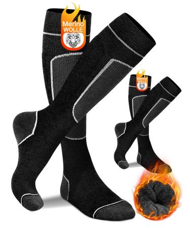 KEECOW Ski Socks Men's Merino Wool Thermal Socks 2 Pairs Winter Socks for Men & Women Snowboarding Ski Outdoor Sports
