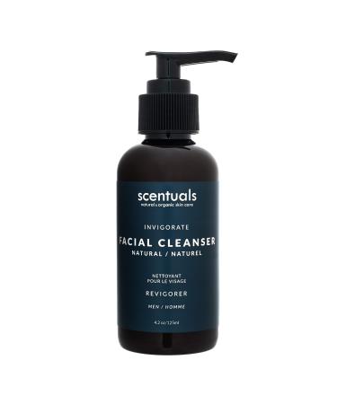 Scentuals Moisturizing Face Wash for Men Natural Facial Cleanser Made with Castile Soap Organic Aloe Vera and Organic Argan Oil. Daily Mans Cleanser 4 fl.oz