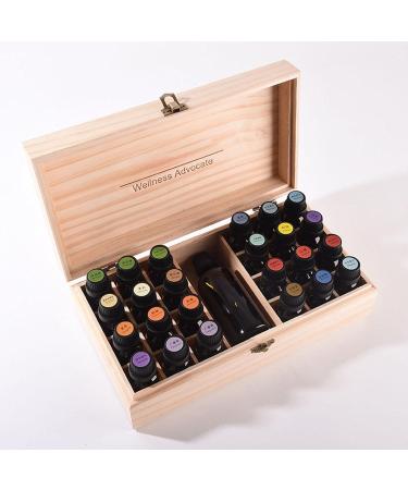 Toseky Essential Oil Storage Box - Wooden Organizer with 25 Grids for Essential Oils & Plants | Perfect Essential Oil Kit - Buy Online on GoSupps.com