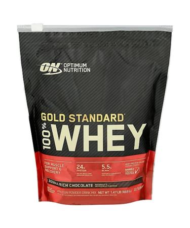 ON Gold Standard 100% Whey Protein - 24 Grams Of Protein Per Scoop 5.5 Grams Of Naturally Occurring BCAA 22 Servings Per Container 1.5LBS (Double Rich Chocolate)