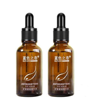 BLUE LOVE 2PC Astaxanthin Eye Serum - Reduces Dark Circles & Puffiness Anti-Aging Formula Targets Wrinkles Hydrating for Puffy Bags Fast Absorbing & Moisturizing Unscented 2.02 Fl Oz (Pack of 1)