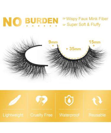Delyneph Wispy Faux Mink 15mm Cat-Eye False Eyelashes - Natural Cute Short Daily Wispies Pack - Buy Online on GoSupps.com