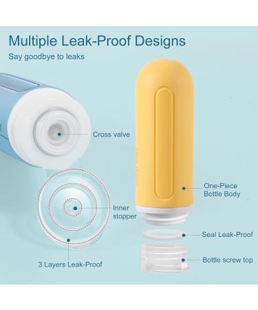 Travel Bottles Set - 89ml Silicone Travel Containers for Cosmetics Shampoo & Shower Gel | Includes Toothbrush Sleeves & Earplugs - Buy Online on GoSupps.com