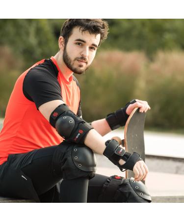 SKATEWIZ Adult Skateboard Pads Set - Elbow Pads and Wrist Guards for Skateboarding, Rollerblading, Scooter, Bicycle - Black M/L - Buy Online on GoSupps.com