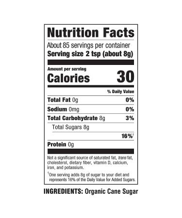 Organic Sugar in the Raw Granulated White Cane Sugar 24oz - Vegan, Gluten-Free & Non-GMO Sweetener for Hot & Cold Drinks, Coffee, Cooking & Baking - Buy Online on GoSupps.com