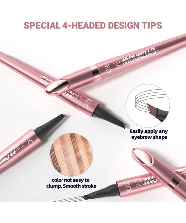 Microblading Eyebrow Pen with 4-Fork-Tip - Eye Makeup Eyebrow Tint Pen Lift & Snatch Eyebrow Pen Long-Lasting Waterproof Natural Hair-Like Brows Refined Pink Champagne(Light Brown) - Buy Online on GoSupps.com