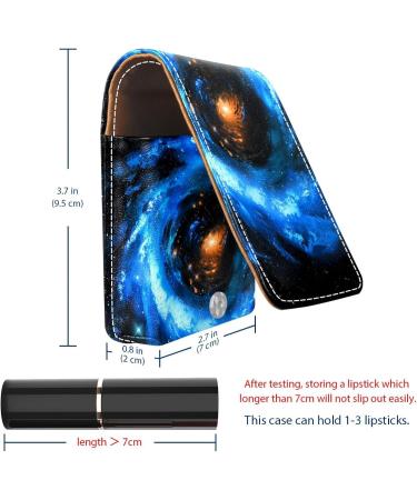 Blue Vortex Starry Universe Lipstick Case | Leather Lip Gloss Organizer with Mirror | Mini Lipstick Holder Bag - International Shipping Available - Buy Online on GoSupps.com
