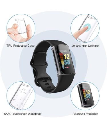 NANW 3-Pack Screen Protector Compatible with Fitbit Charge 5 (Not for Charge 4/3) TPU Rugged Bumper Case Cover All-Around Protective Plated Bumper Shell Accessories for Charge 5 Smartwatch Clear/Clear/Clear - Buy Online on GoSupps.com