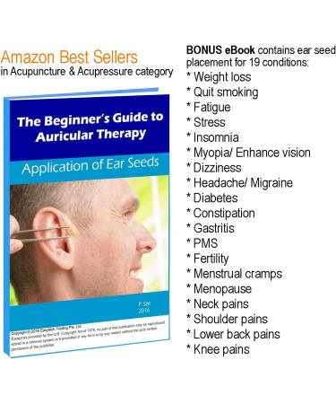 Ear Seeds Acupuncture Kit 600 Counts with eBook, Probe, Acupressure Ear Chart, and Tweezers - Buy Online on GoSupps.com