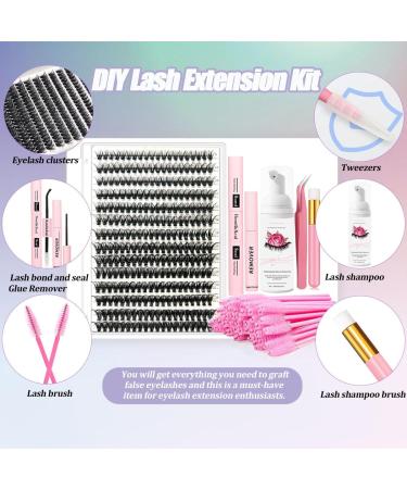 DIY Lash Extension Kit Cluster Lashes 280 Pcs 9-16mm 40D Individual Lashes Clusters with Lash Bond and Seal Glue Remover Tweezers Lash Shampoo Cleansing Brush Lash Brush - Buy Online on GoSupps.com