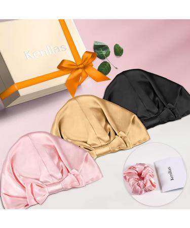 Kenllas 22-Momme 100% Mulberry-Silk Bonnet | Natural Pure Silk Sleep Cap for Women | Curly Hair Care Cover (Pink - Double Layer) - Buy Online on GoSupps.com