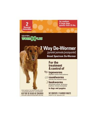 Sentry HC WormX Plus Flavored De-Wormer Chewables for Dogs Large/2-count