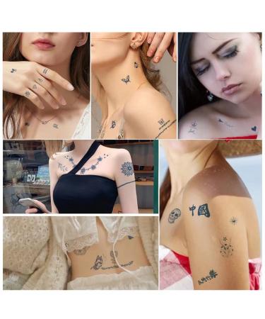 DHAHBHC Semi-permanent Small Hands Temporary Tattoos - 600 Blue Patterns, 2 Weeks Lasting Emoji, Text, Plant & Insect Designs - 50 Sheets - Buy Online on GoSupps.com