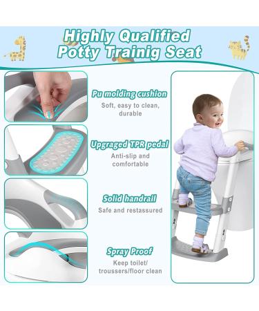 Potty Training Seat with Anti-Slip Step Ladder - Toddler Toilet Seat for Kids - Grey - Buy Online on GoSupps.com
