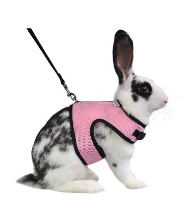 Niteangel Adjustable Soft Harness with Elastic Leash for Rabbit (L Pink) L Pink