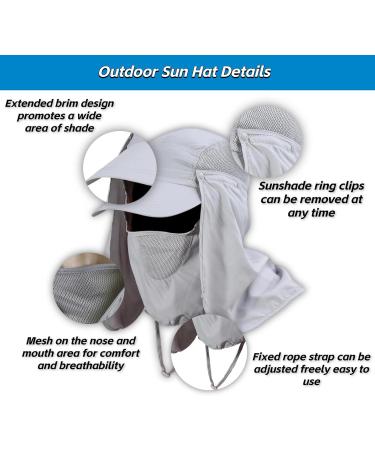 Vgeby Sonnenhut with Neck Protection | UV Protection Outdoor Sun Hat for Cycling Hiking & Fishing - Unisex Gray Cap - Buy Online on GoSupps.com
