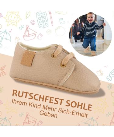 Baby Boy/Girl First Walking Shoes | Non-Slip PU Leather Flats for 0-18 Months | Beige Sneakers - Buy Online on GoSupps.com