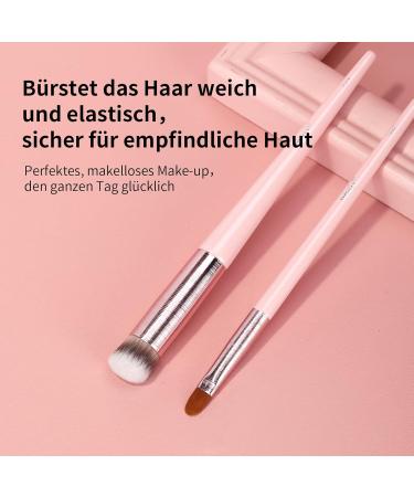 MSQ 2-Piece Kabuki Make-Up Brush Set | Medium-Angled Flat & Contour Brush for Liquid Foundation & Eye Area | Pink Concealer Brushes - International Shipping Available - Buy Online on GoSupps.com