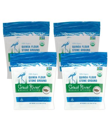 Great River Organic Milling Organic Quinoa Flour, 2 Pound, 4 Count Stone Ground Flour 2 Pound bag (Pack of 4)