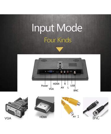 EKAT 10.1 Inch LCD Security CCTV Monitor HD 1024X600 with HDMI, BNC, AVI, VGA Inputs - Compatible with PC, CCTV Camera, Car DVR - Buy Online on GoSupps.com