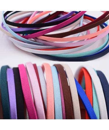 18-Piece Satin Hair Bands Gentle Touch Headbands for Women & Girls 1cm DIY Hair Accessories in 18 Colors - Buy Online on GoSupps.com
