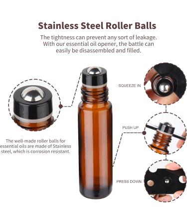Hyber&Cara 10ml Glass Roll on Bottles 8Pcs Essential Oils Roller Bottles - Stainless Steel Roller Balls - Aromatherapy Set with Bonus Gifts - Buy Online on GoSupps.com