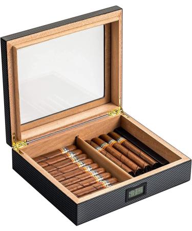 Cigar Boxs Cigar Case Cigar Box Cigar Humidor Holds 20 Cigars Handmade Cigar Boxes Desktop Cigar Storage with Hygrometer and Humidifier Cedivider Glasstop - Buy Online on GoSupps.com