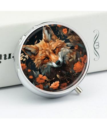 Small Travel Pill Case - Round Metal Pill Box | 3 Compartment Portable Organizer for Travel & Daily Use | Fox - Buy Online on GoSupps.com