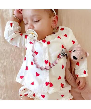 LcyKohn Blinky Clip Holder Pacifier Clips Strap Teether Toy for Newborn Baby Girl - Blush & Soft Lilac, 2-Pack - Buy Online on GoSupps.com