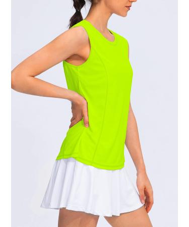 YYV Women's Sleeveless Workout Tank Top | Lightweight Loose Fit Athletic Shirt for Running, Tennis, Yoga | Yellow Green - Size Medium - Buy Online on GoSupps.com
