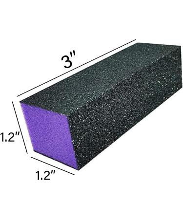 PrettyClaw 12pc Disposable Nail Buffer Blocks - 3-Way 60/60/100 Grit, Black/Purple - Nail File Sanding Buffer Set - Buy Online on GoSupps.com