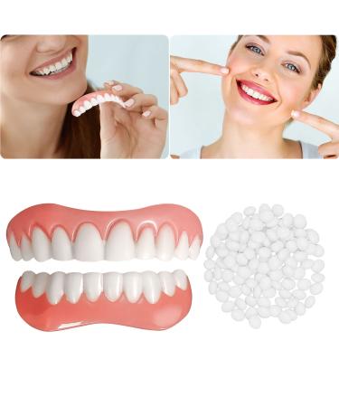 Fake Teeth, Cosmetic Denture Veneers for Upper and Lower Jaw, Natural Shade Fake Veneer, Denture Decorations for Halloween, Christmas and Daily Life Nature