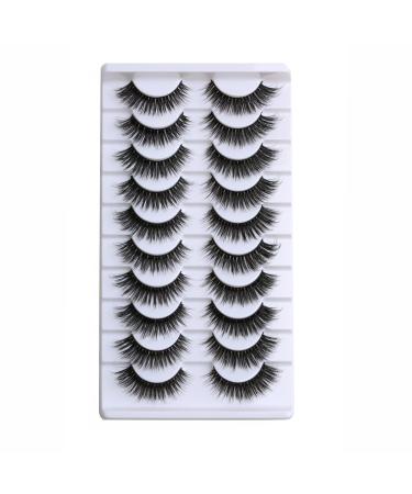 False Eyelashes 15mm Mink Lashes Cat Eye Lashes 8D Fluffy Wispy Foxy Eye Strip Lashes Faux Mink Lashes Natural Look Fake Lashes 10 Pairs Pack