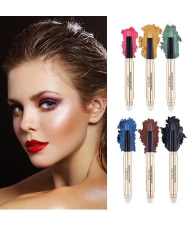 Dual Eyeshadow Stick 2 in 1 Eyeshadow Stick Makeup 6 Colors Waterproof Long Lasting Cream Eye Shadow Pencil Makeup Eye Shadow Highlighter Stick for Women Girls C(13# 18#) - Buy Online on GoSupps.com