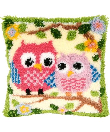 Beyond Your Thoughts Latch Hook Kits Shaggy Craft for DIY Throw Pillow Cover Sofa Cushion Cover Christmas Gift Owl/Dog/Cat/Bear/Bird with Pattern Printed 16X16 inch BZ644 Yellow