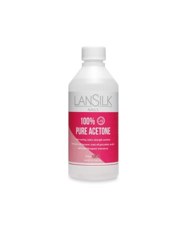 LanSilk 100% Pure Acetone 250 ml Salon Strength Nail Polish Remover For Nail Lacquer SoakOff Gel Polish Acrylic Nails And Fibreglass Extensions Made In The UK