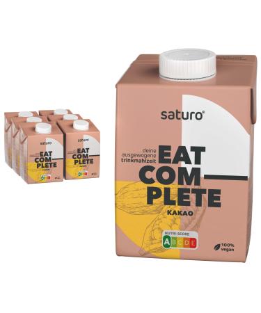 Saturo drinking meal cocoa |Astronaut food with protein & 500kcal |Vegan drinking food with valuable nutrients chocolate |6 x 500 ml cocoa 500 ml (6 -pack)