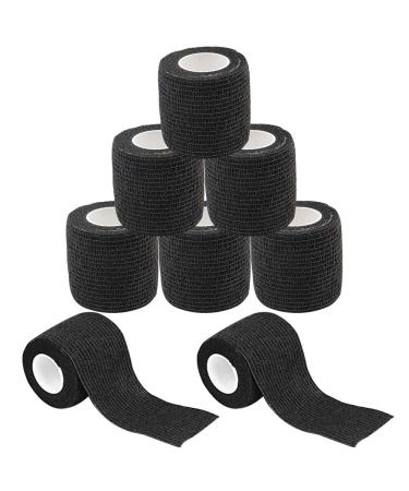 Self-Adherent Grip Tape - Yuelong 8Pcs Cohesive Tape Grip Wrap Cover Self Adhesive Tape Strong Sports Tape Black Bandage Rolls Athletic Tape Black 8