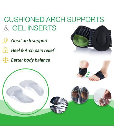 Plantar Fasciitis Relief Kit: Compression Sleeves, Heel Cups, Arch Supports, Gel Inserts & Massage Ball - L-XL - Buy Online on GoSupps.com
