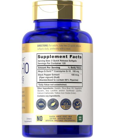 Carlyle CoQ10 100mg - 240 Softgels | Mega Q-Sorb Coenzyme Q-10 with Black Pepper Extract | Non-GMO & Gluten Free International Shipping Available - Buy Online on GoSupps.com