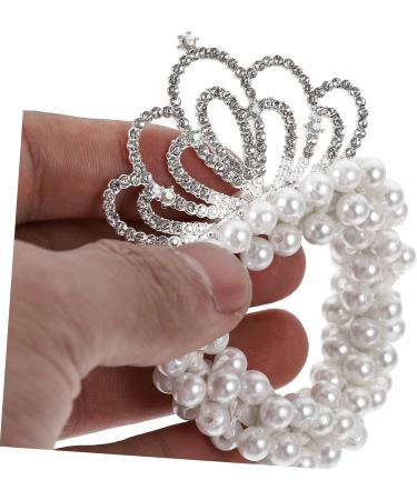 Hair Accessories Girl Hair Tie Pearl Crown Hair Tie Pearl Beaded Hair Scrunchies Hair Ties for Girls Pearl Hair Tie with Crown Ponytail Holder Rubber Band Plastic Pearl Beads Child - Buy Online on GoSupps.com