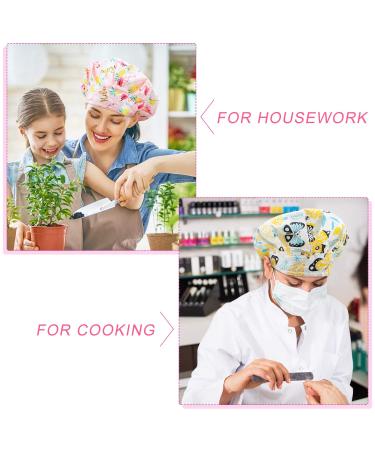 SATINIOR Adjustable Cotton Bouffant Cap Set | Elastic Head Hair Covers for Men and Women, Summer Animal Pattern | 4 Pieces, Multicolored, Medium - Buy Online on GoSupps.com