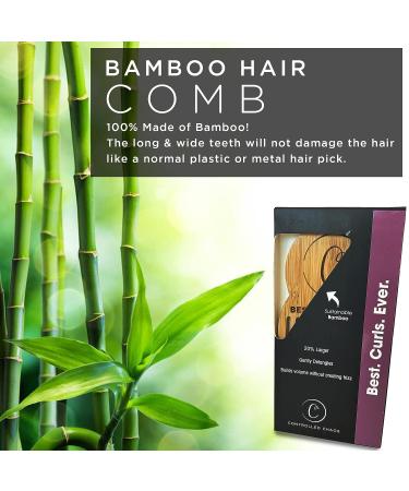 Controlled Chaos Shark Tank Detangling Comb Hair Pick - Anti Static Bamboo Long Tooth Detangler for Thick Curly Hair - Men, Women & Kids - Buy Online on GoSupps.com