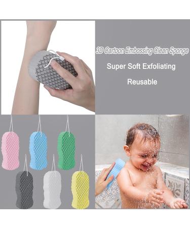 6 PCS Ultra Soft Exfoliating Bath Sponge Set with Sticky Hooks - Ideal for Adults, Children, and Pregnant Women - Buy Online on GoSupps.com