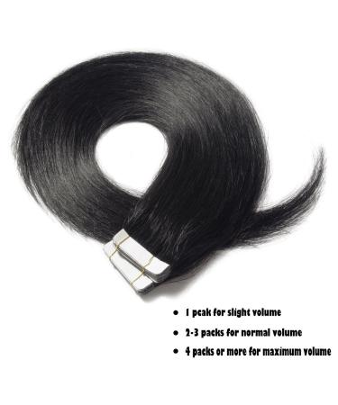 Silk Co Tape in Extensions - #1 Deep Black Real Hair - 20 Whip x 4cm - 50g Remy Hair Extensions - Buy Online on GoSupps.com
