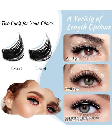 Morning D-Mix Cluster Lashes 84 Pcs | DIY Cluster Eyelash Extensions | Individual Lashes Thin Band & Soft | 8-16mm Length - Buy Online on GoSupps.com