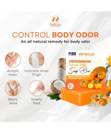 Persimmon Soap Bar - Natural Deodorant for Body Odor Control with Goat Milk | Skin Brightening & Purifying Body Wash for Men & Women - Buy Online on GoSupps.com