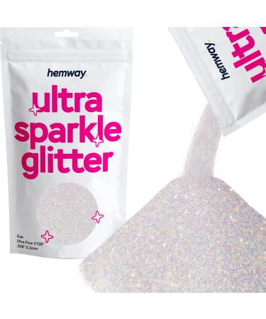 Hemway Premium Ultra Sparkle Glitter Multi Purpose Metallic Flake for Arts Crafts Nails Cosmetics Resin Festival Face Hair - Mother of Pearl Iridescent - Ultrafine (1/128" 0.008" 0.2mm) 100g / 3.5oz Mother Of Pearl Iridescent Ultrafine - 100g / 3.5oz
