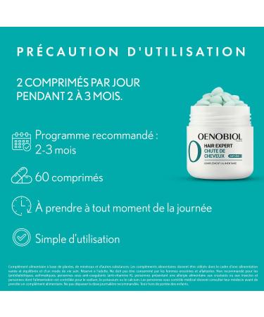 Oenobiol HAIR EXPERT Chute de cheveux Anti- ge - Pr serve le capital capillaire - Favorise la croissance et la densit - Pr serve la pigmentation des cheveux - Compl ment alimentaire - 60 comprim s 2 g (Lot de 30) - Buy Online on GoSupps.com